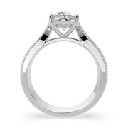 Valentina Oval Cut Solitaire Tapered Milgrain Engagement Ring Setting - Nivetta